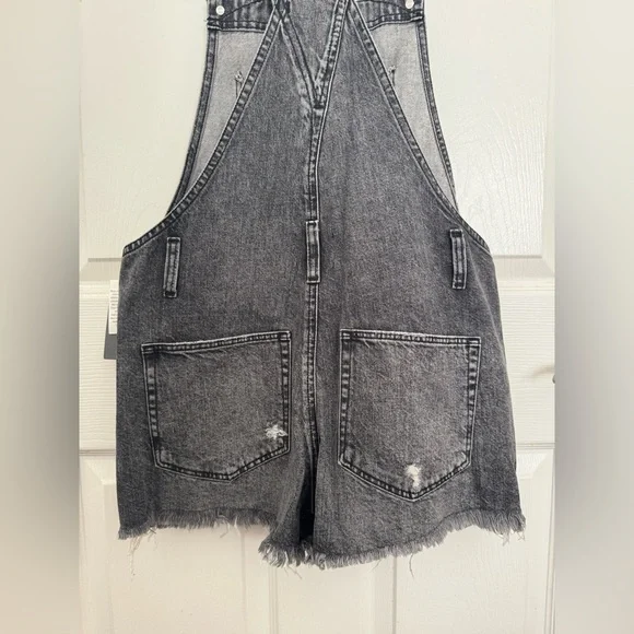 Abercrombie & Fitch Black Denim Distressed Overalls - Picture 6 of 7